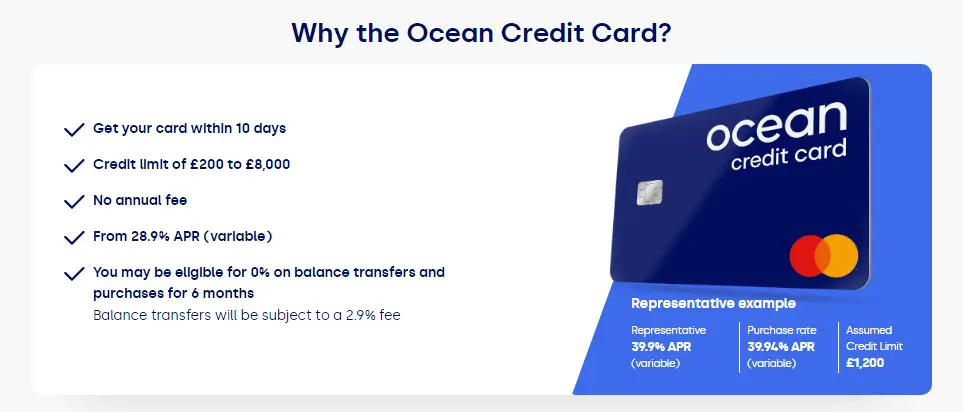 Ocean Finance Credit Card
