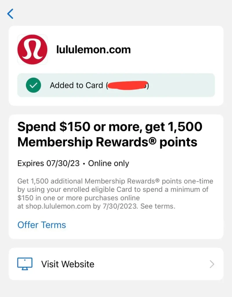 lululemon credit card offer